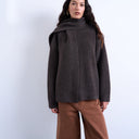 Pull oversize en maille Topshop avec écharpe assortie couleur chocolat
