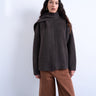 Topshop knitted oversized jumper with scarf in chocolate