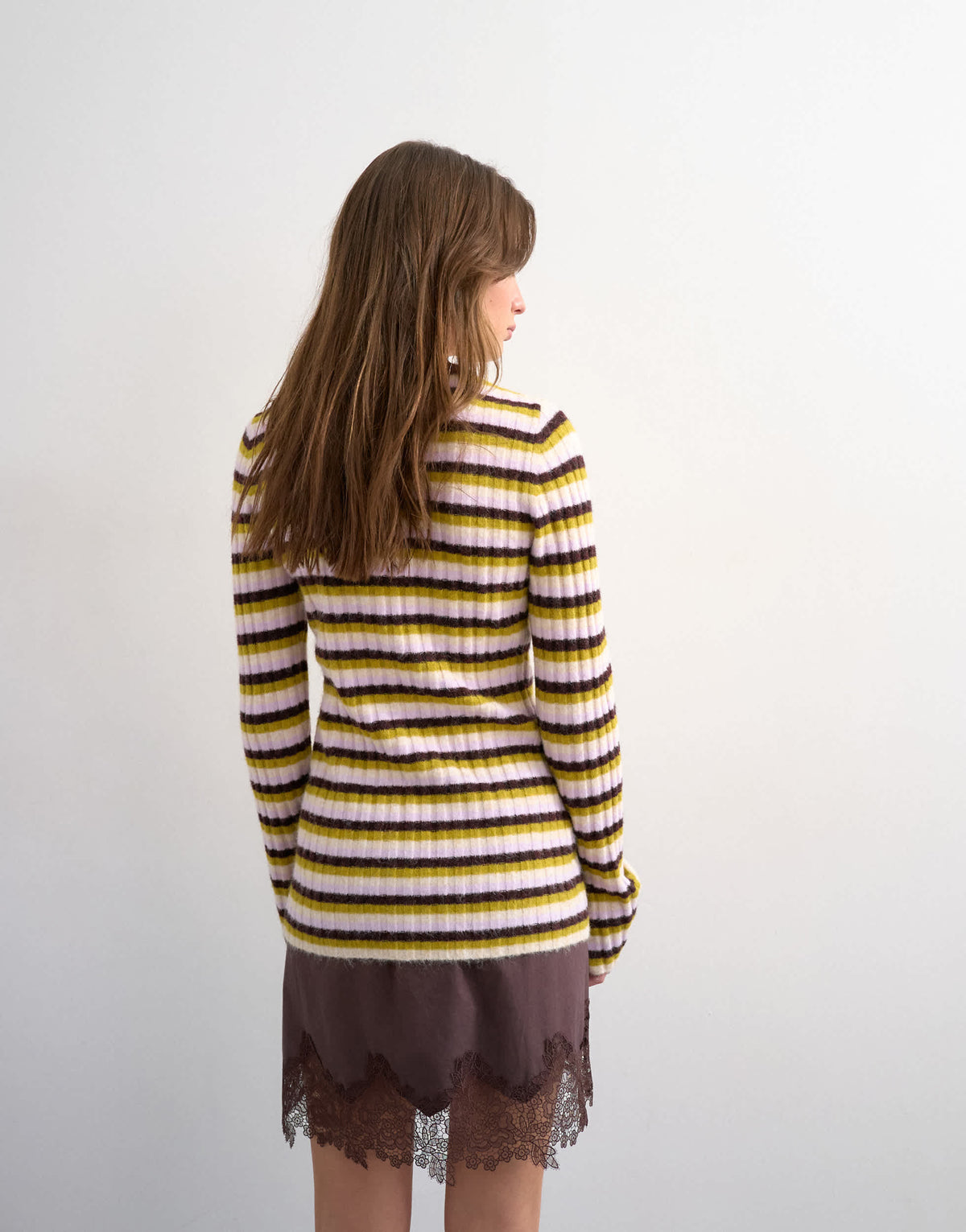 Topshop knitted ribbed stripe button cardigan in multi