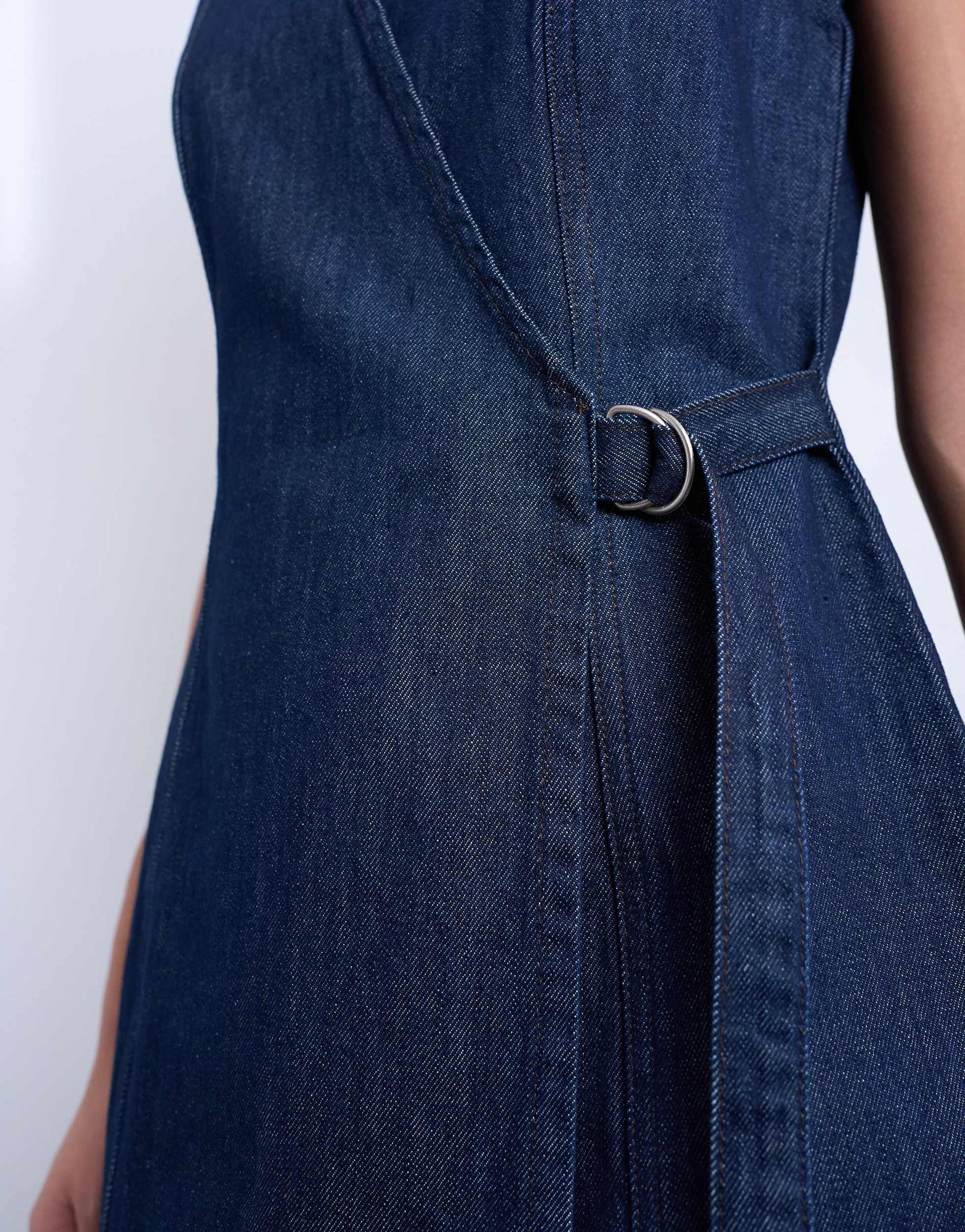 Topshop denim wrap mini dress in indigo rinse
