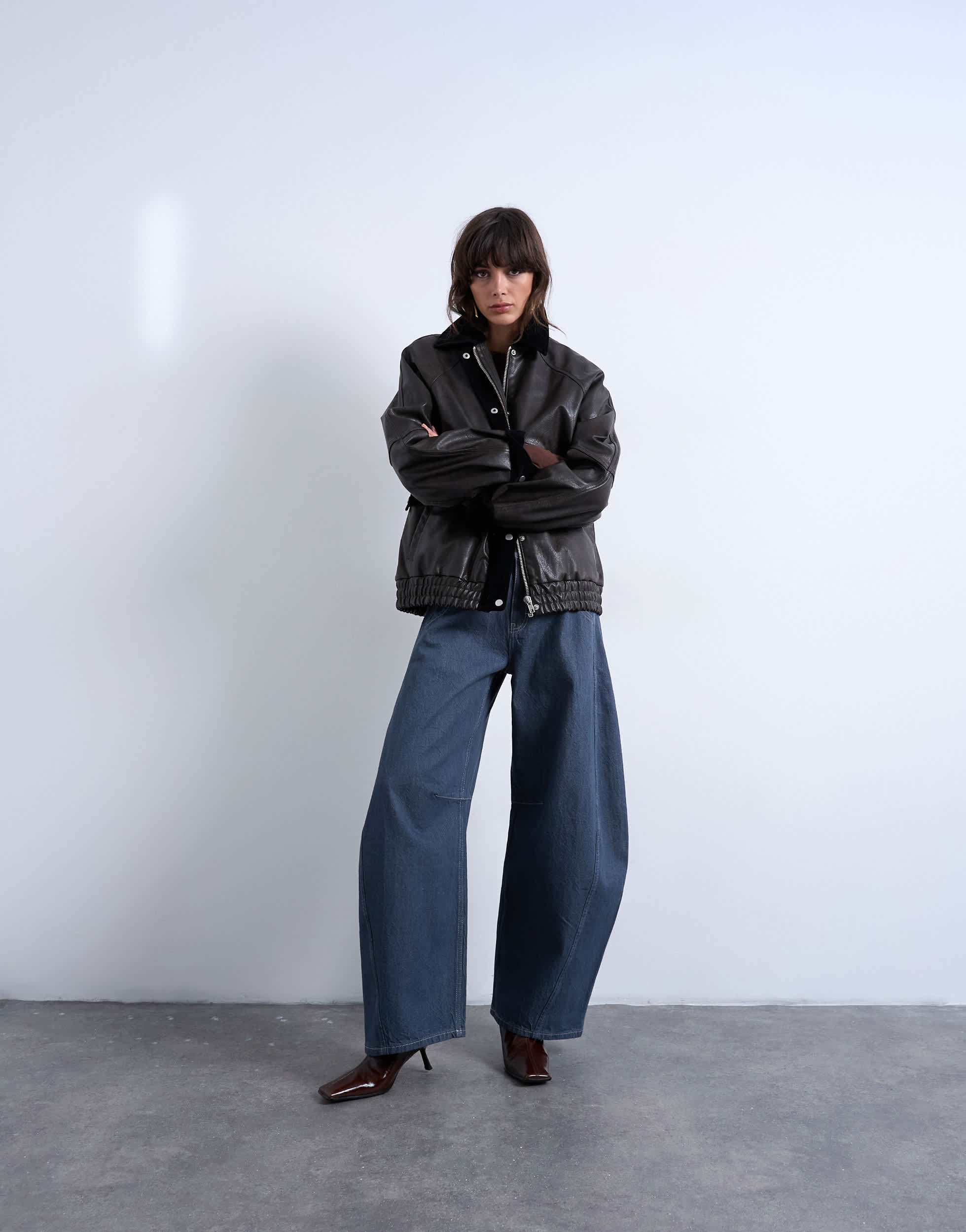 Jean Topshop taille haute à motif fer à cheval, gris éléphant