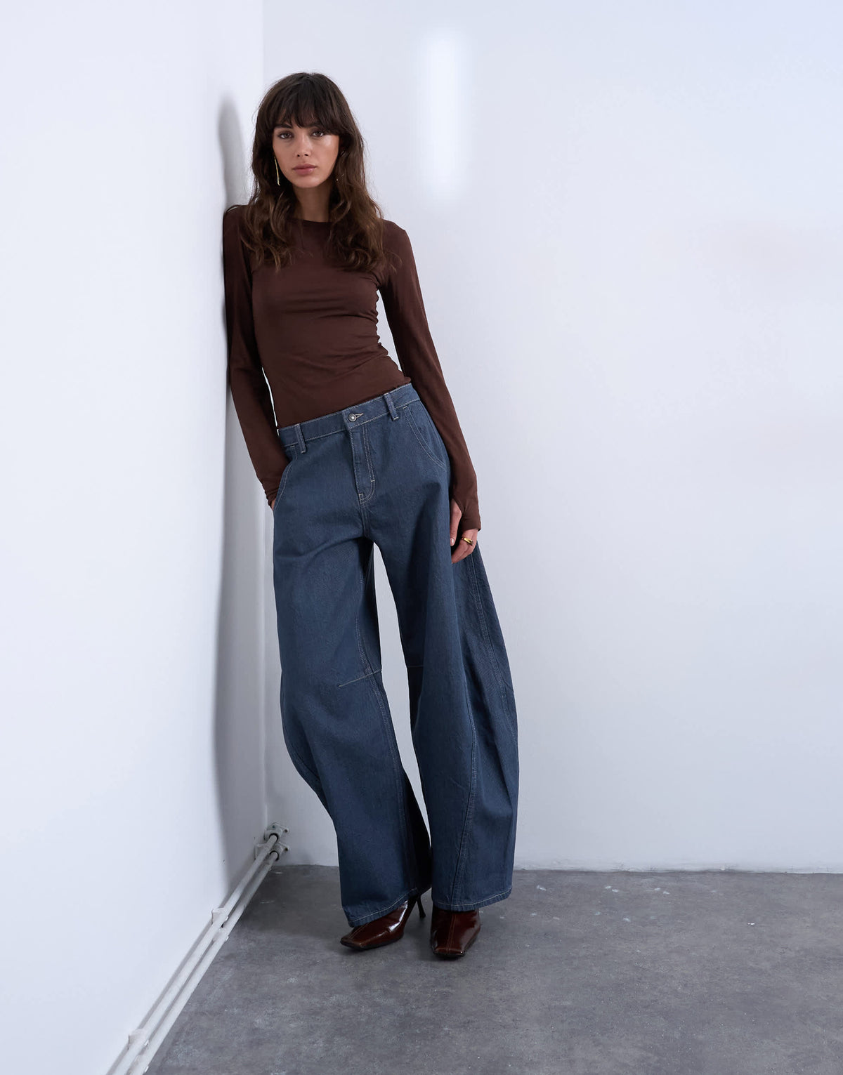 Topshop horseshoe high rise barrel jean in elephant grey