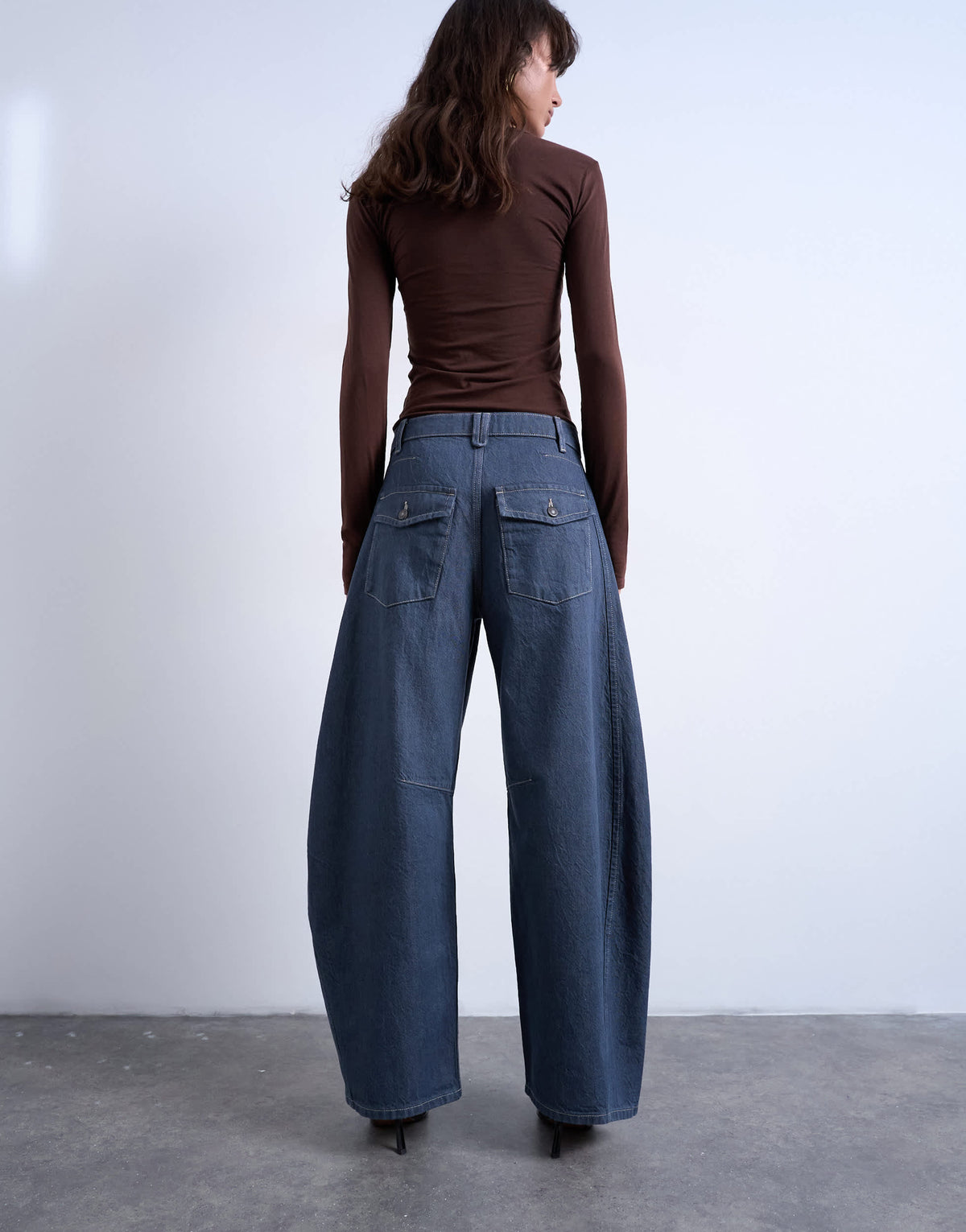 Topshop horseshoe high rise barrel jean in elephant grey