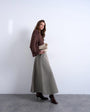 Topshop denim full circle maxi skirt in brown stripe