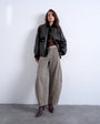 Topshop Horseshoe mid rise barrel jean in brown stripe