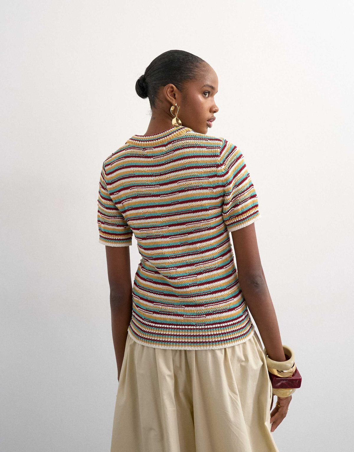 Topshop knitted stripe co-ord top in multi