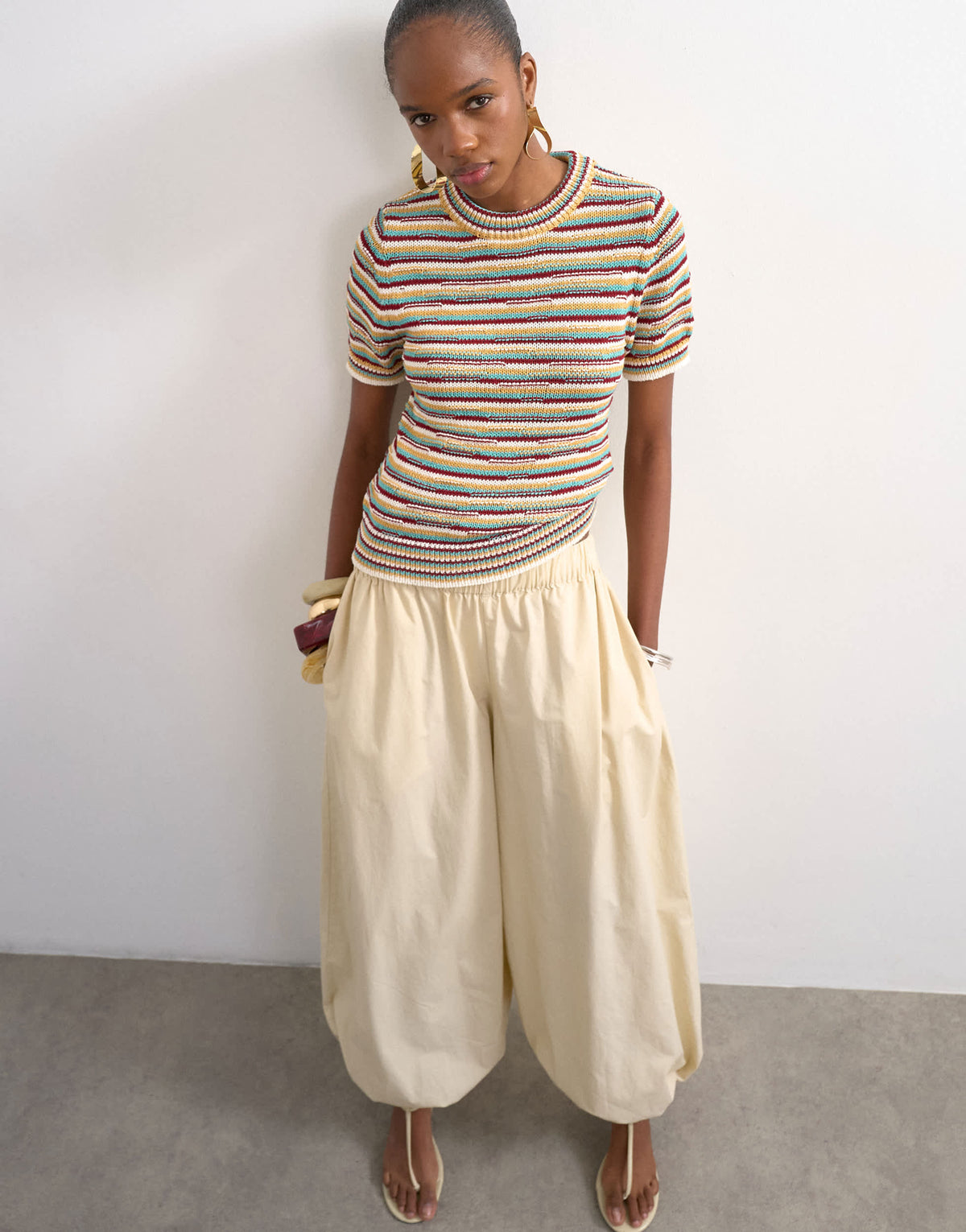 Topshop knitted stripe co-ord top in multi