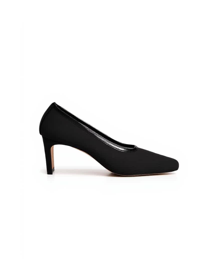 Topshop Abbigail mesh mid heeled court shoe in black