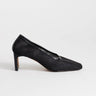 Topshop Abbigail mesh heeled court shoe in black