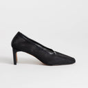 Topshop Abbigail mesh mid heeled court shoe in black
