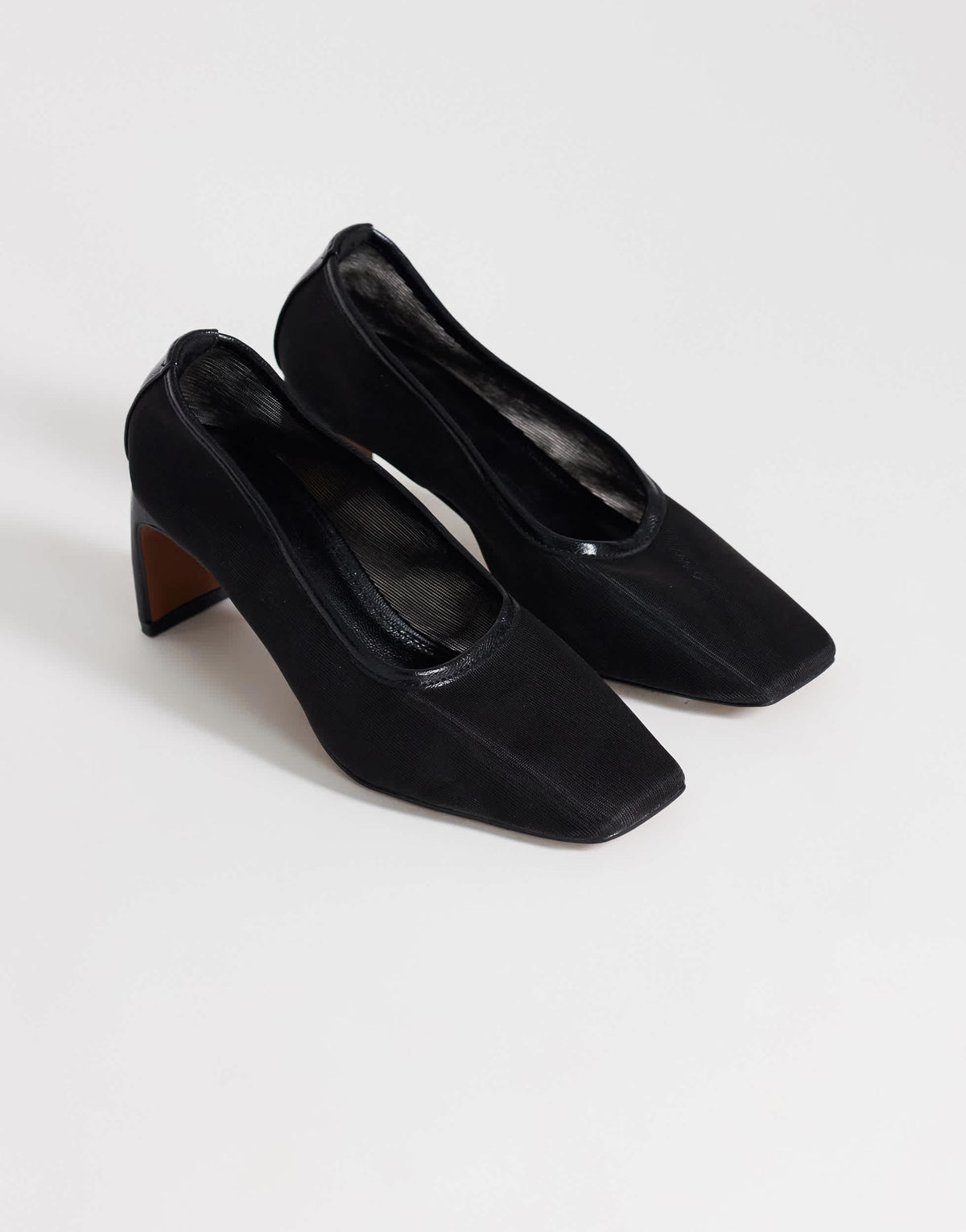 Topshop Abbigail mesh mid heeled court shoe in black