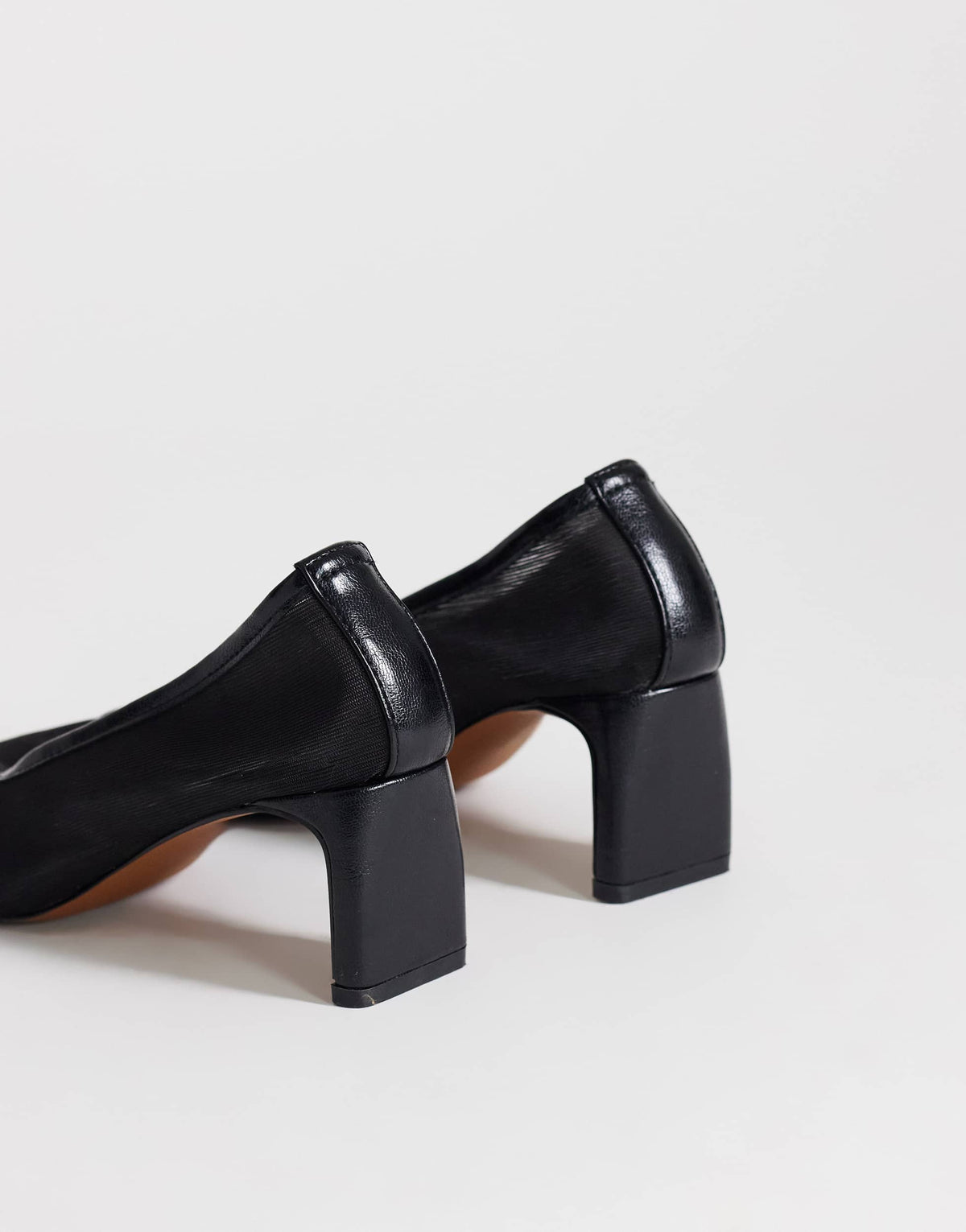 Topshop Abbigail mesh mid heeled court shoe in black