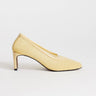 Topshop Abbigail mesh heeled court shoe in buttermilk