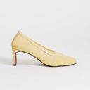 Topshop Abbigail mesh mid heeled court shoe in buttermilk