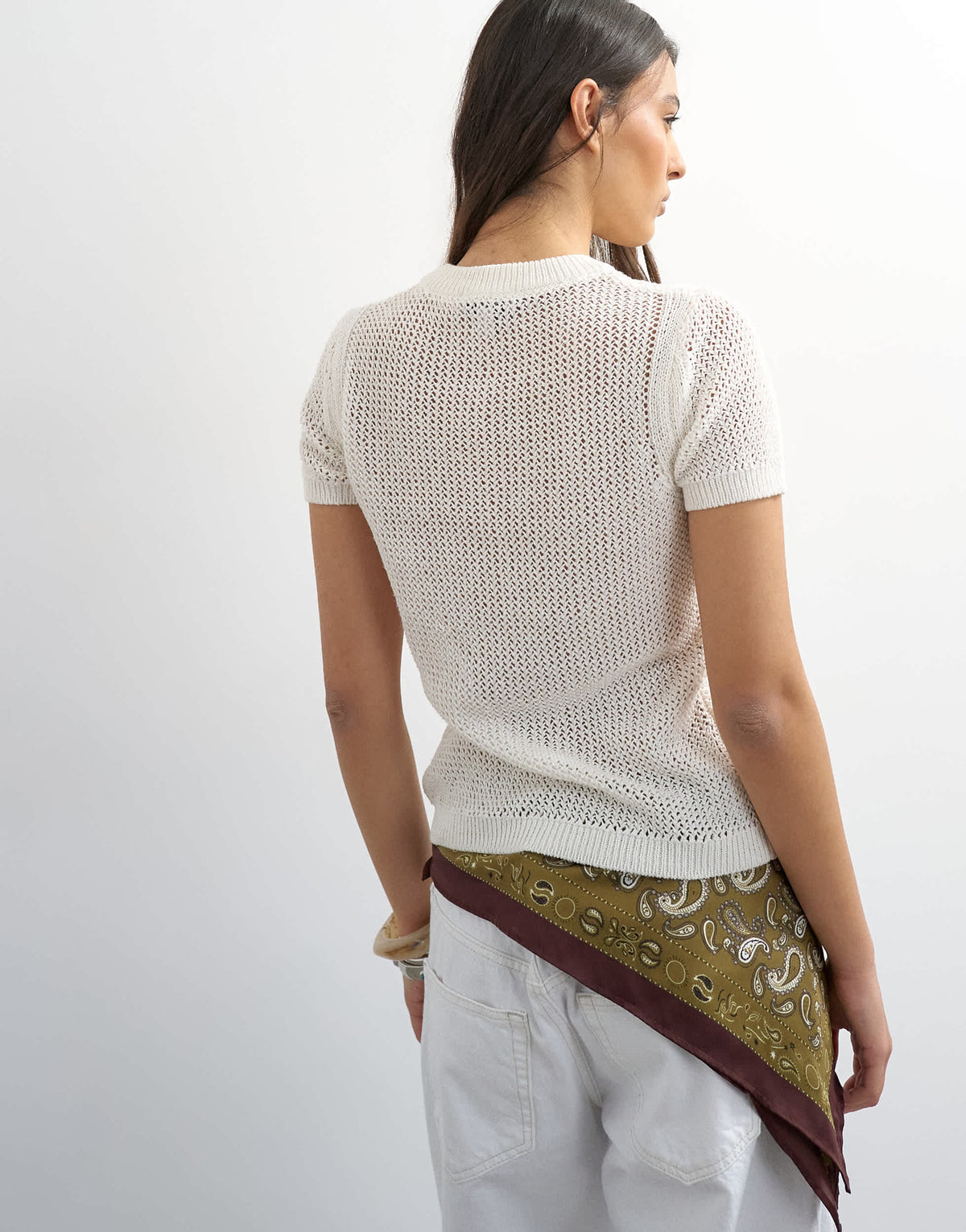 Topshop knitted stitchy cardigan in ecru