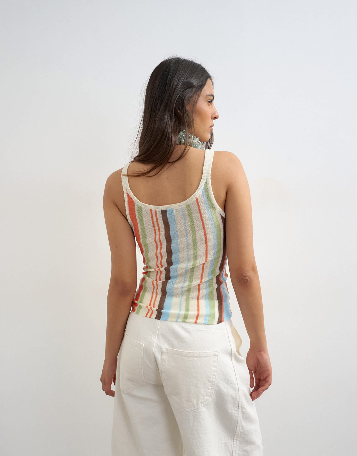 Topshop knitted sheer stripe vest co-ord in multi