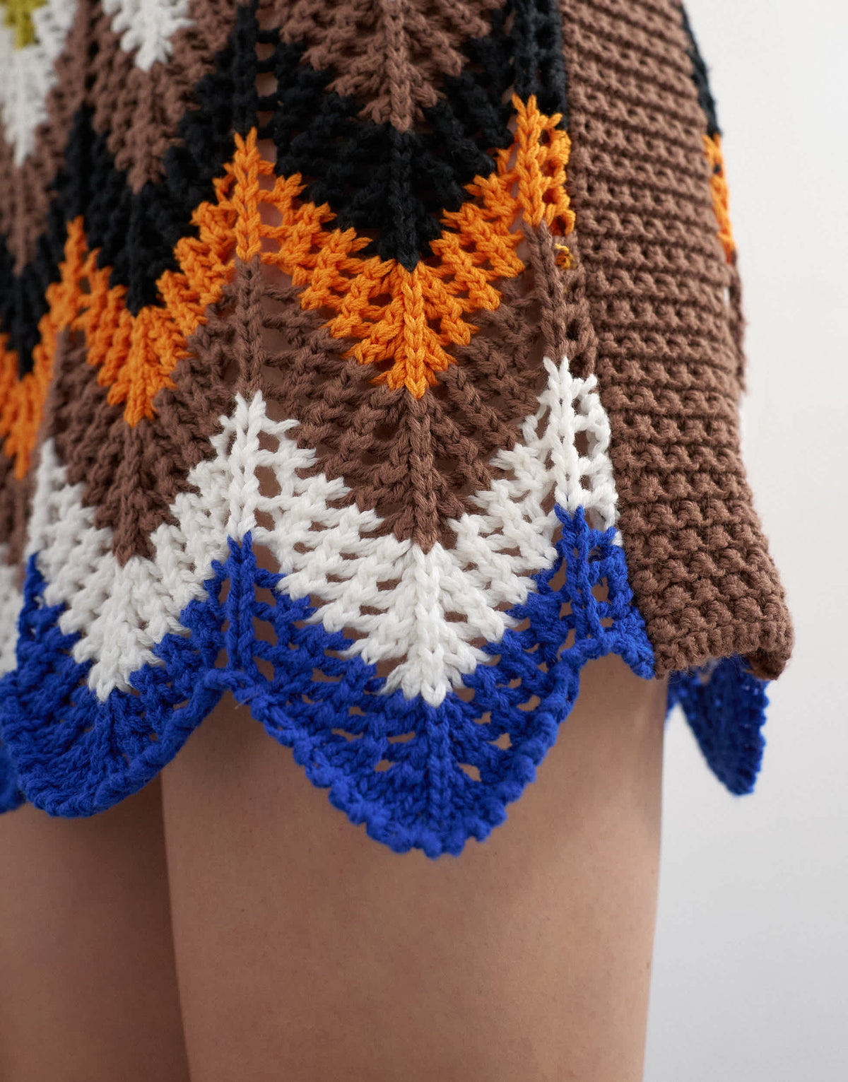 Topshop knitted crochet chevron mini dress in multi