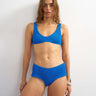 Topshop Tara short cheeky bikini bottom in blue