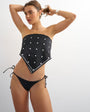 Topshop Sadie thong bikini bottom in black polka dot