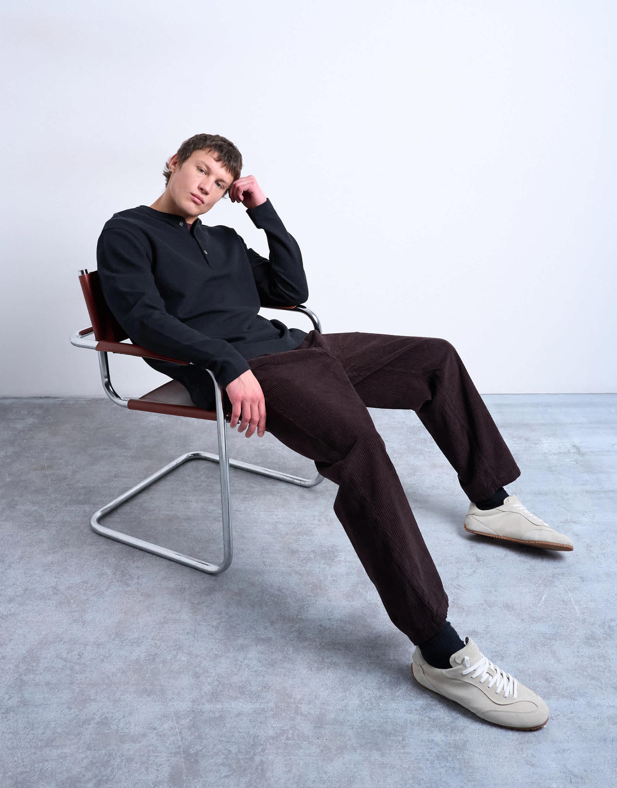 Topman premium relaxed fit heavyweight waffle henley in black