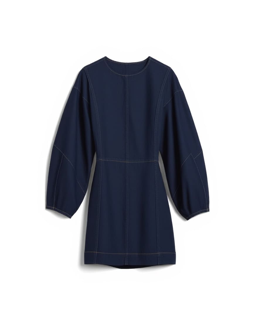 Topshop denim ovoid sleeve mini dress in indigo rinse