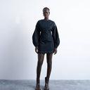 Topshop denim ovoid sleeve mini dress in indigo rinse