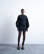Topshop denim ovoid sleeve mini dress in indigo rinse