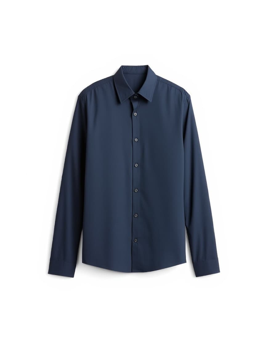 Topman slim fit long sleeve formal stretch shirt in navy