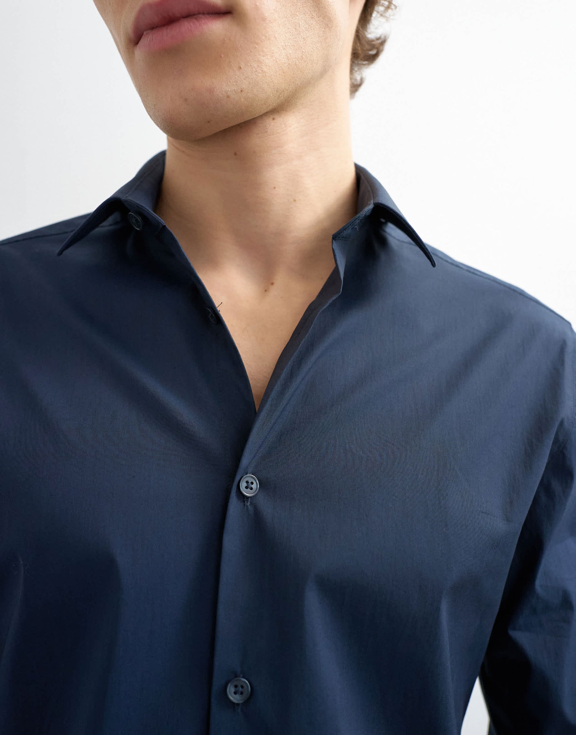 Topman slim fit long sleeve formal stretch shirt in navy