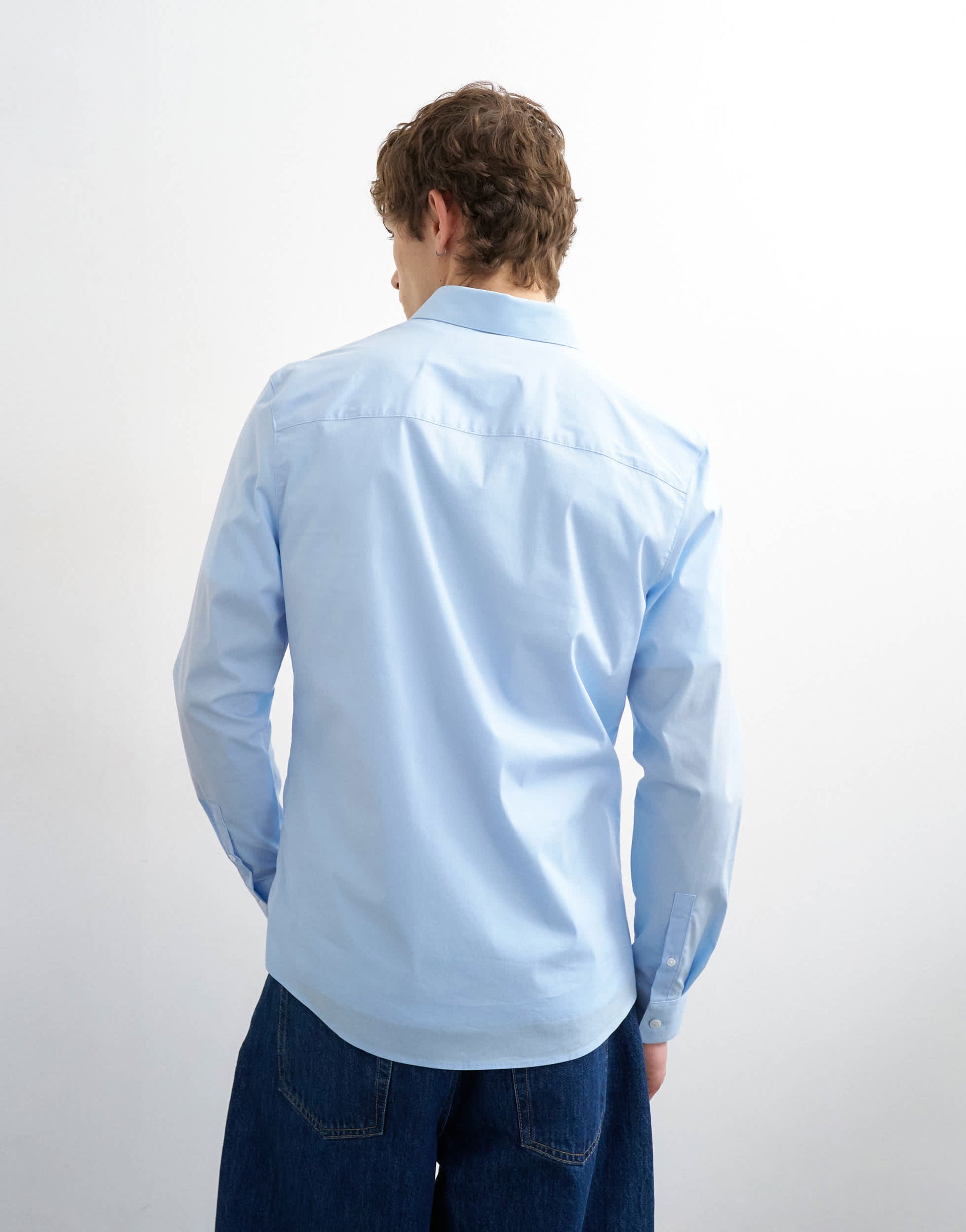 Topman slim fit long sleeve formal stretch shirt in light blue