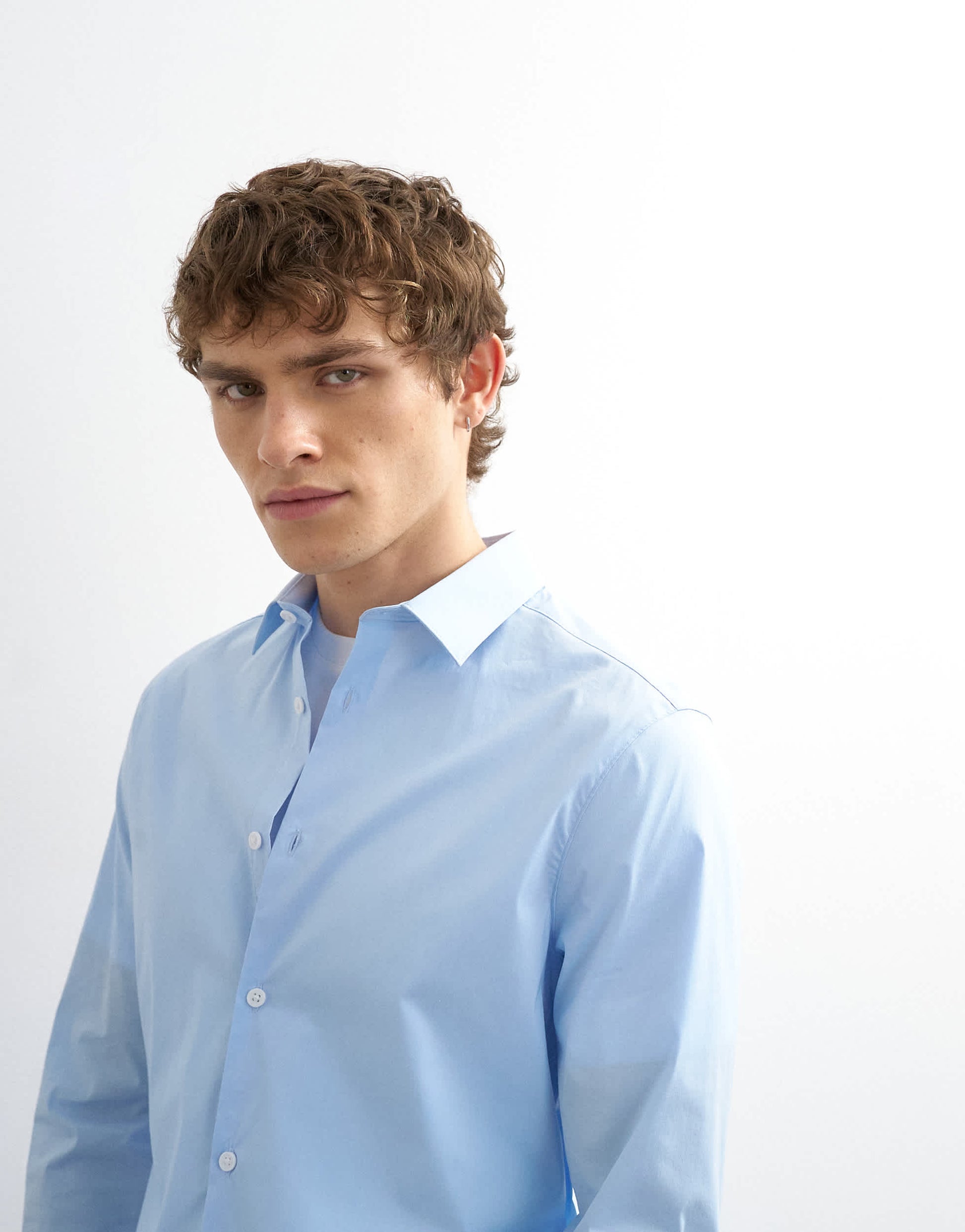 Topman slim fit long sleeve formal stretch shirt in light blue