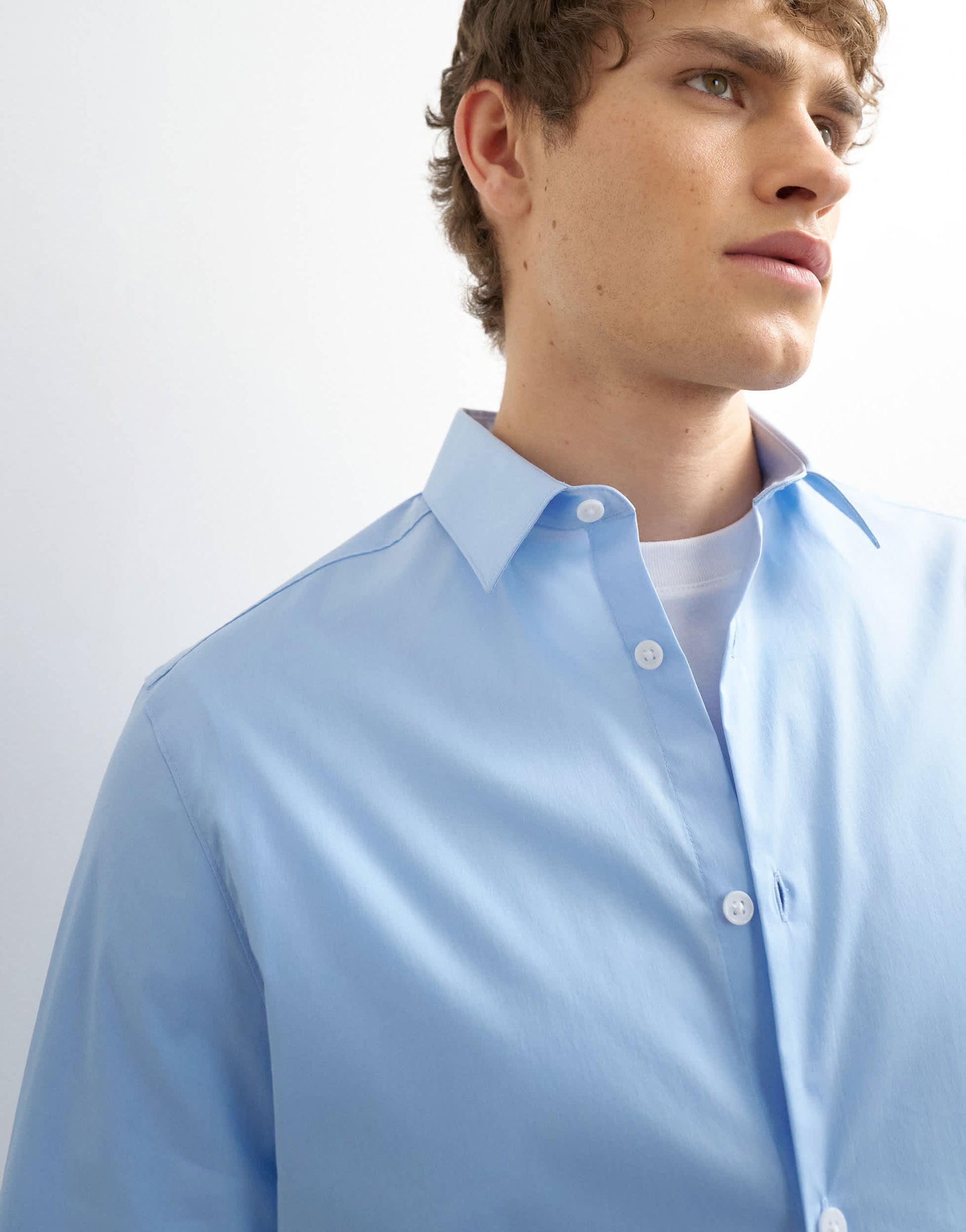 Topman slim fit long sleeve formal stretch shirt in light blue