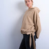 Topshop seam detail tie hem hoodie in tan
