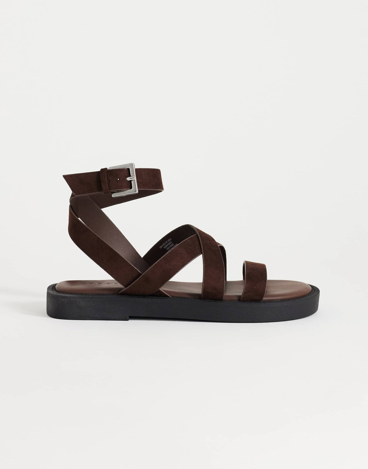 Topshop Sasha strappy flat sandal in chocolate