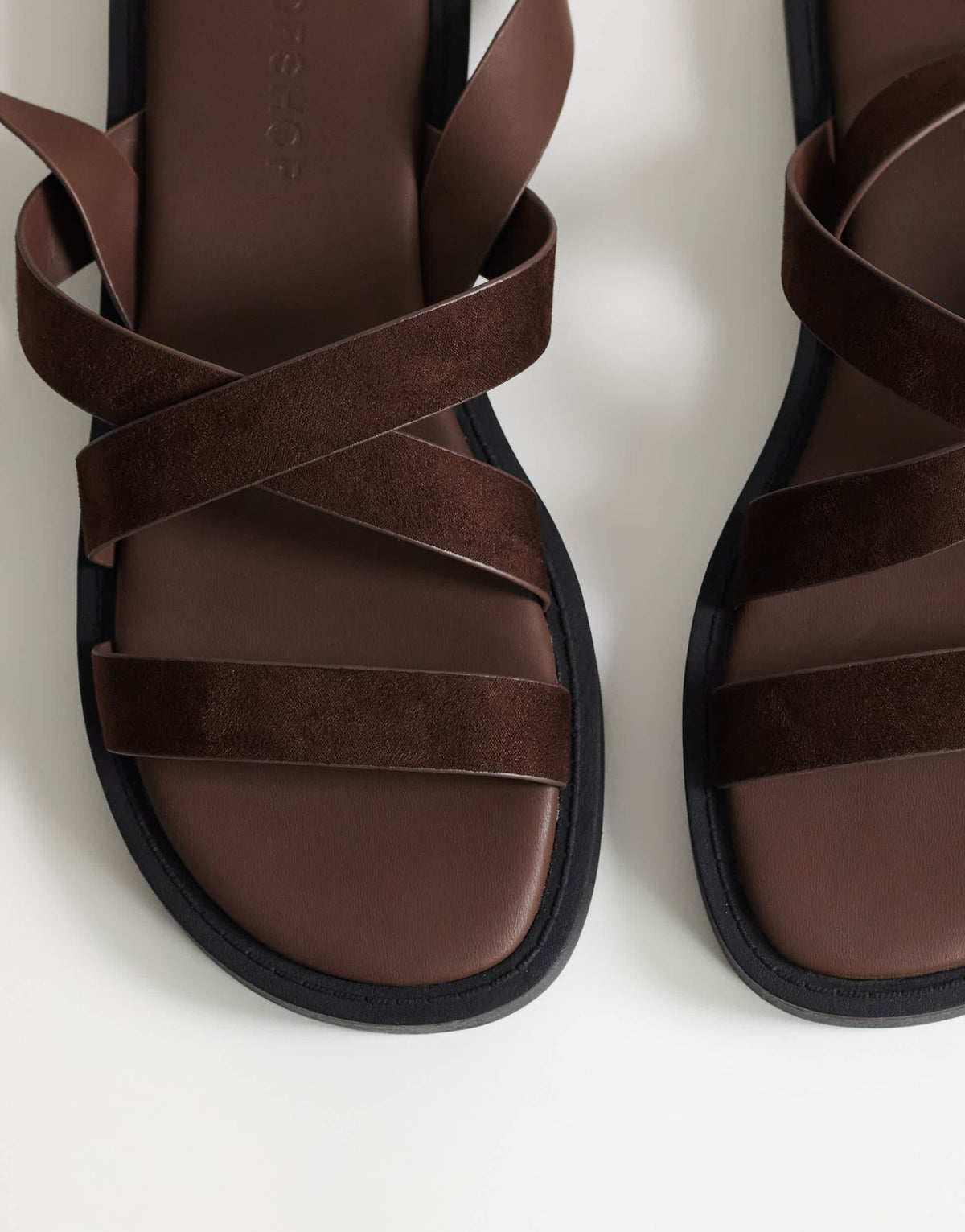 Topshop Sasha strappy flat sandal in chocolate