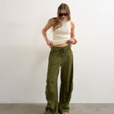 Topshop linen cargo trouser in khaki