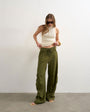 Topshop linen cargo trouser in khaki