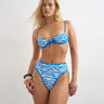 Bas de maillot de bain taille haute Topshop Ibiza zèbre bleu et blanc