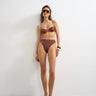 Bas de maillot de bain taille haute Topshop Ibiza chocolat et orange
