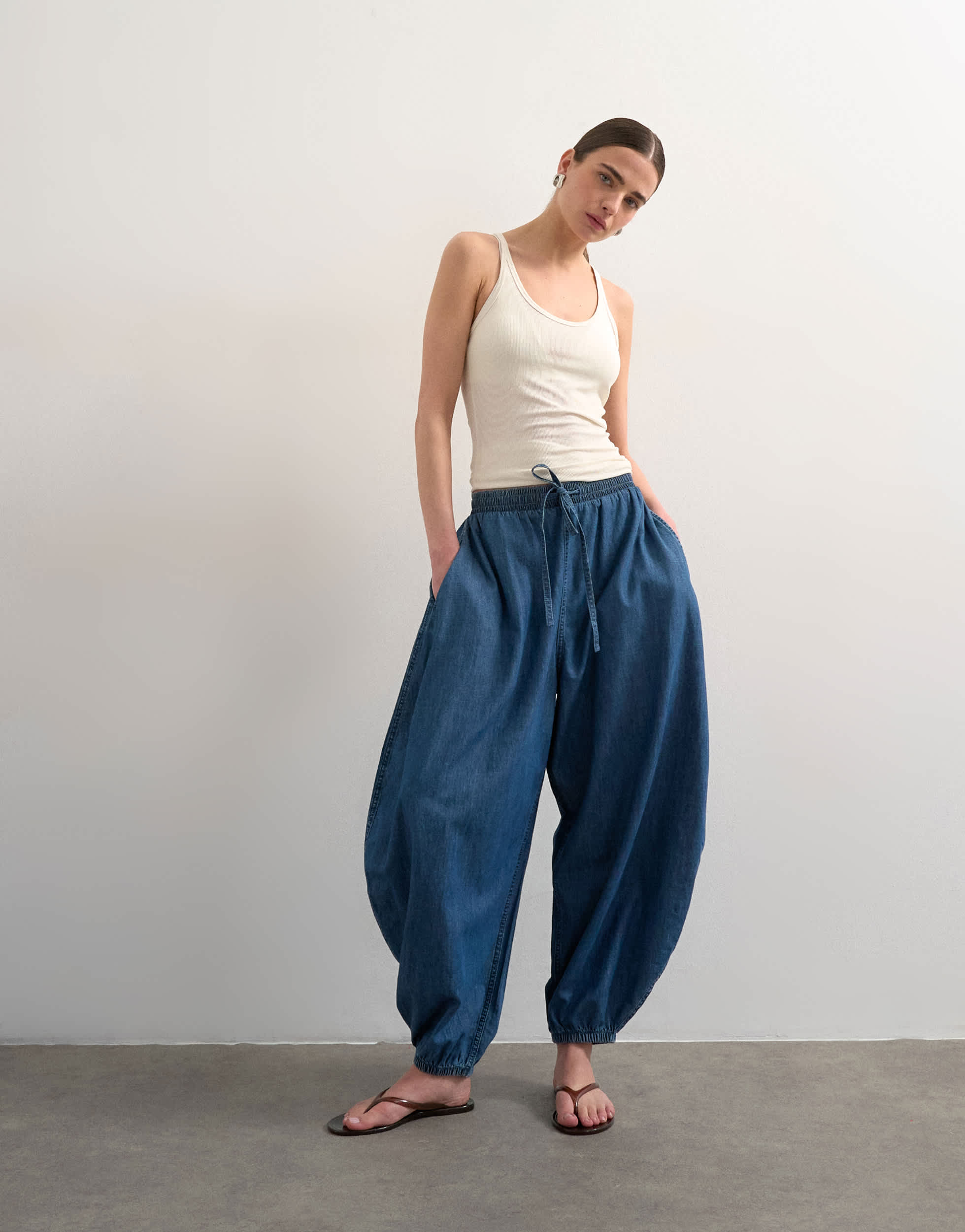 Topshop balloon jean in vintage blue