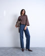 Topshop Cinch low rise jean in textured stripe detail indigo rinse