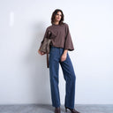 Topshop Cinch low rise jean in textured stripe detail indigo rinse