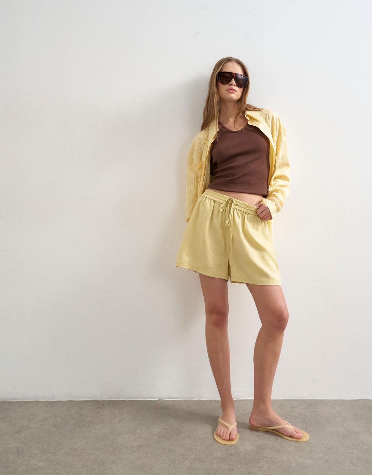 Topshop linen A line short in yellow