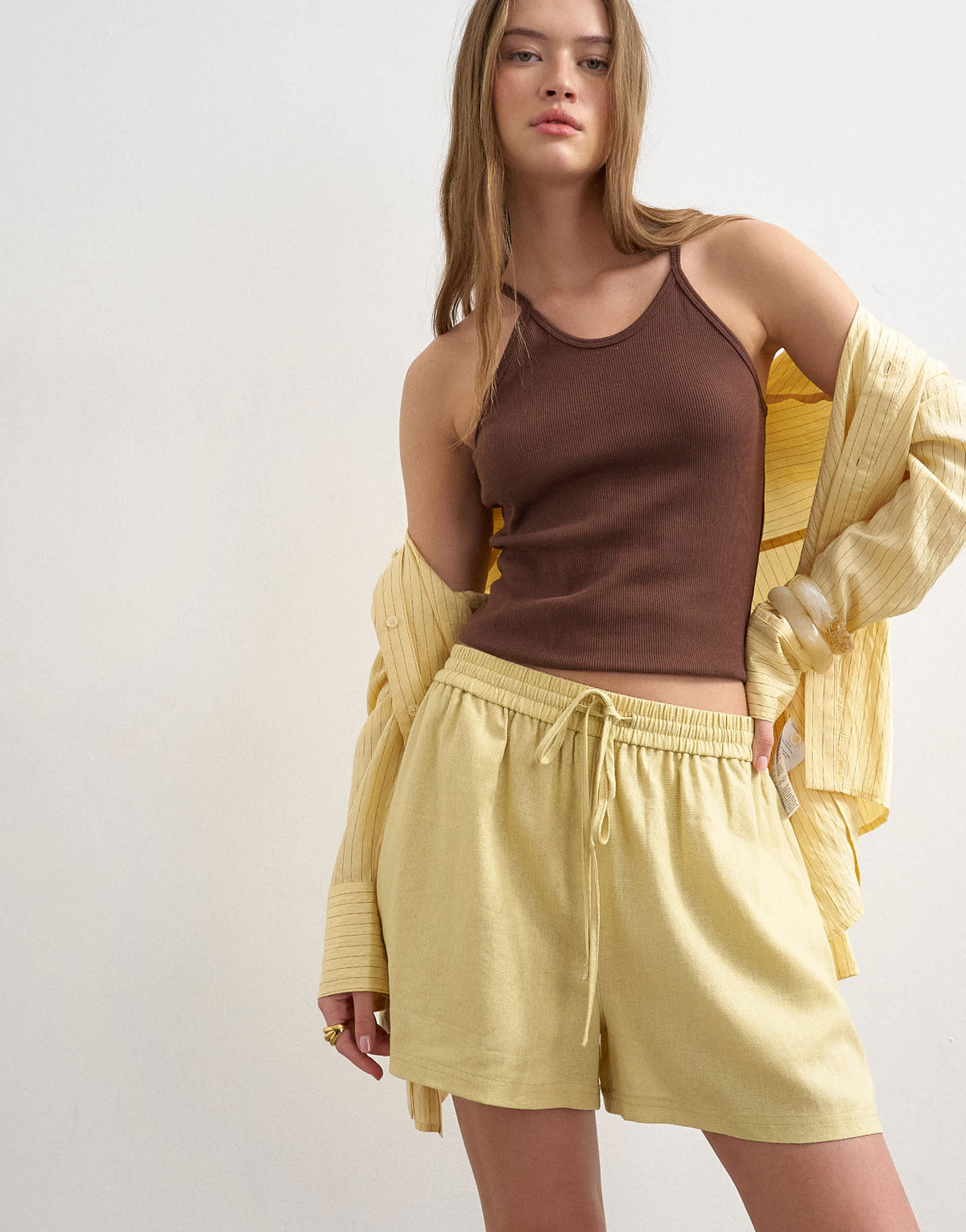 Topshop linen A line short in yellow