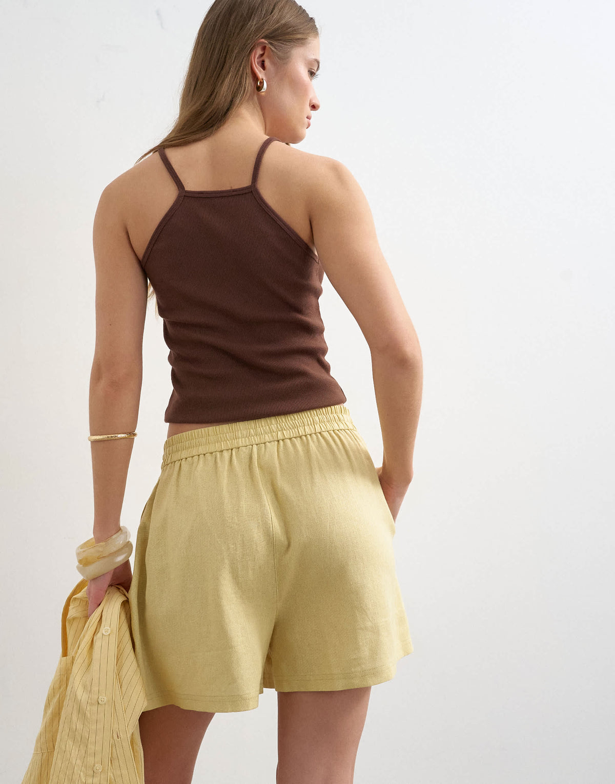Topshop linen A line short in yellow