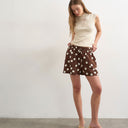 Topshop linen A line polka dot short in brown