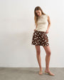 Topshop linen A line polka dot short in brown