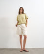 Topshop denim pleated longline short in white
