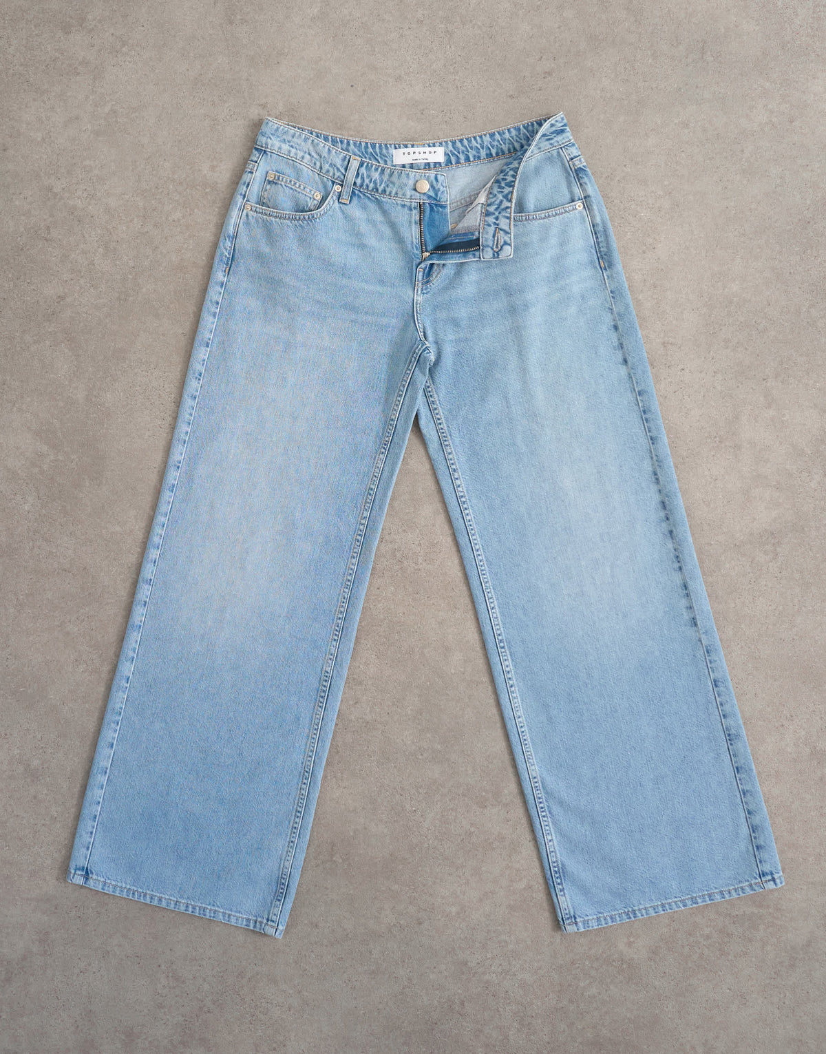 Topshop low rise wide leg jean in bleach