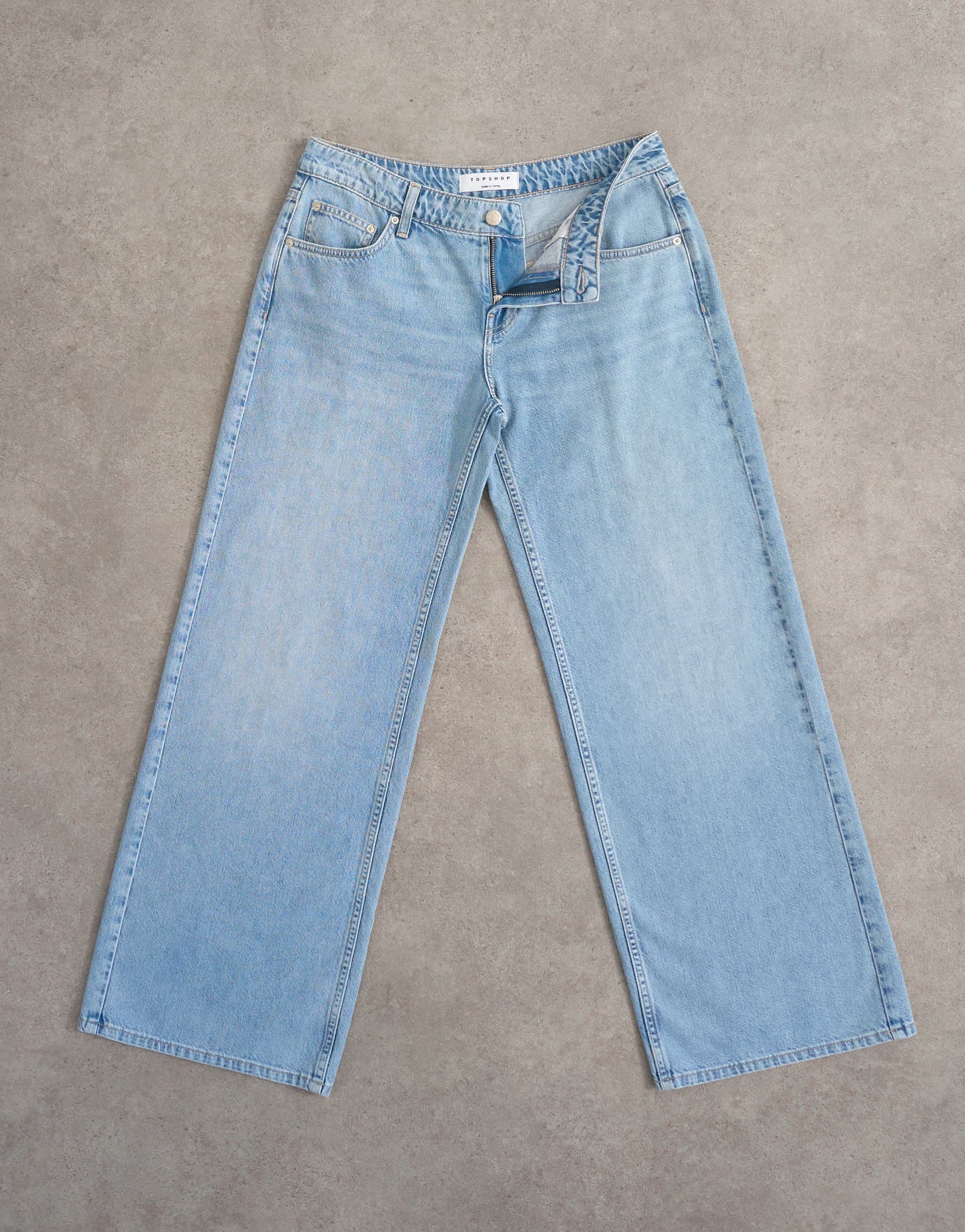 Topshop low rise wide leg jean in bleach